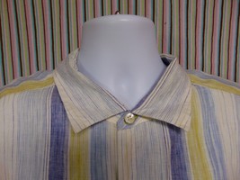 Tommy Bahama Shirt Men&#39;s 2XL Light Blue Stripes Linen Button Up Long Sleeve Tall - £23.81 GBP