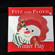 Fitz Floyd Winter Play Canape Plate Serving Tray Snowman Christmas - £19.04 GBP