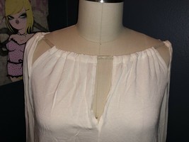 Ella Moss Cream White Cut Out Low V Neck Cotton Top Medium - $24.99