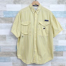 Columbia PFG Bonehead Short Sleeve Fishing Shirt Solid Yellow Plaid Mens... - $24.74