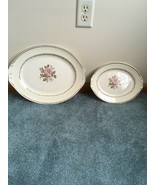 2 VINTAGE HOME LAUGHLIN GEORGIAN OPEN ROSE  SERVING PLATTERS - $28.25 CAD
