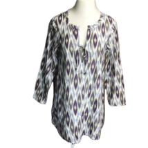 Capelli Tunic Cute Cover Up See Through Top ~ Sz M ~ Purple &amp; Gray ~ Long Sleeve - £18.08 GBP