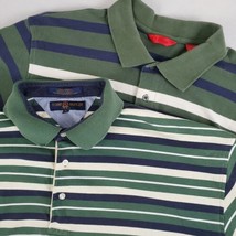 (2) Polo Shirts Tommy Hilfiger Izod XL S/S Quarter Button Cotton Stripe Golf  - £14.21 GBP