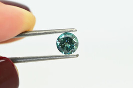 Round Shape Diamond Fancy Green Color Real Loose VS1 Natural Enhanced 0.63 Carat - £451.22 GBP