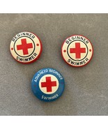 Lot Vintage Red Cross Metal Lithograph Small Swimmer Pins Pinbacks - $16.29 CAD