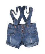 Size 1 Vintage Y2K Denim Suspender Shorts Blue NOBO No Boundaries - $20.28 CAD