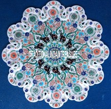 21&quot; Marble Dish Plate Multi Stone Inlay Mosaic Home Decorative Gifts H3127 - $4,307.32