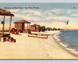 Cabanas Su Riposo Spiaggia Chiave West Florida Fl Lino Cartolina H17 - $11.23