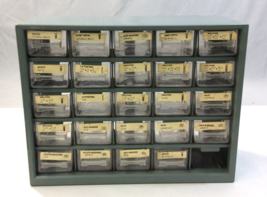 Vintage 25 Drawer Gray Heavy Plastic Storage Cabinet Organizer Parts Bin Divider - £11.91 GBP