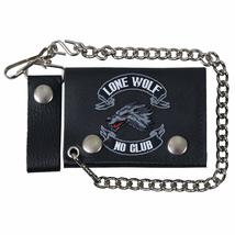 Hot Leathers (WLB1007 Black, 4&quot; Lone Wolf Tri-Fold Wallet - £15.97 GBP