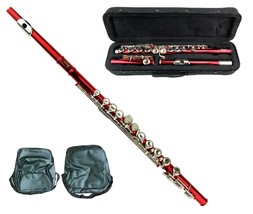 Merano Red Flute 16 Hole, Key of C with Case+Music Sheet Bag+Accessories - £78.65 GBP