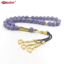Natural Purple Agate Tasbih 33 66 99 Beads Gift Eid Al-Fitr Rosary Musli... - $52.67
