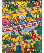 Vintage Gift Wrap Paper, Wrapping Paper -  Kids Christmas - Zoo Safari O... - $7.99