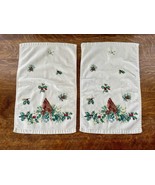 Pair Of Lenox Christmas Winter hand towels Cardinal Bird Pattern - $349.75 MXN
