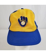 Vintage Milwaukee Brewers Mesh Hat Cap Snapback Blue Gold 70s 80&#39;s Distr... - £12.50 GBP