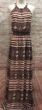Jessica Simpson Halter Sleeveless Maxi Dress Womens Size 4 Pink Brown Snakeskin - £38.04 GBP