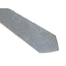 Mens Narrow Tie/Hankie Set Woven Vito Rofolo VTR-104 Silver Gray Paisley image 3