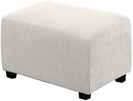 H.Versailtex Ottoman Stretch Slipcover, L, Ivory - £21.30 GBP