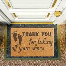 &quot;Thank You For Taking Off Your Shoes&quot; Mat 24x16&quot; Outdoor Coir Doormat Non-Slip - £37.03 GBP