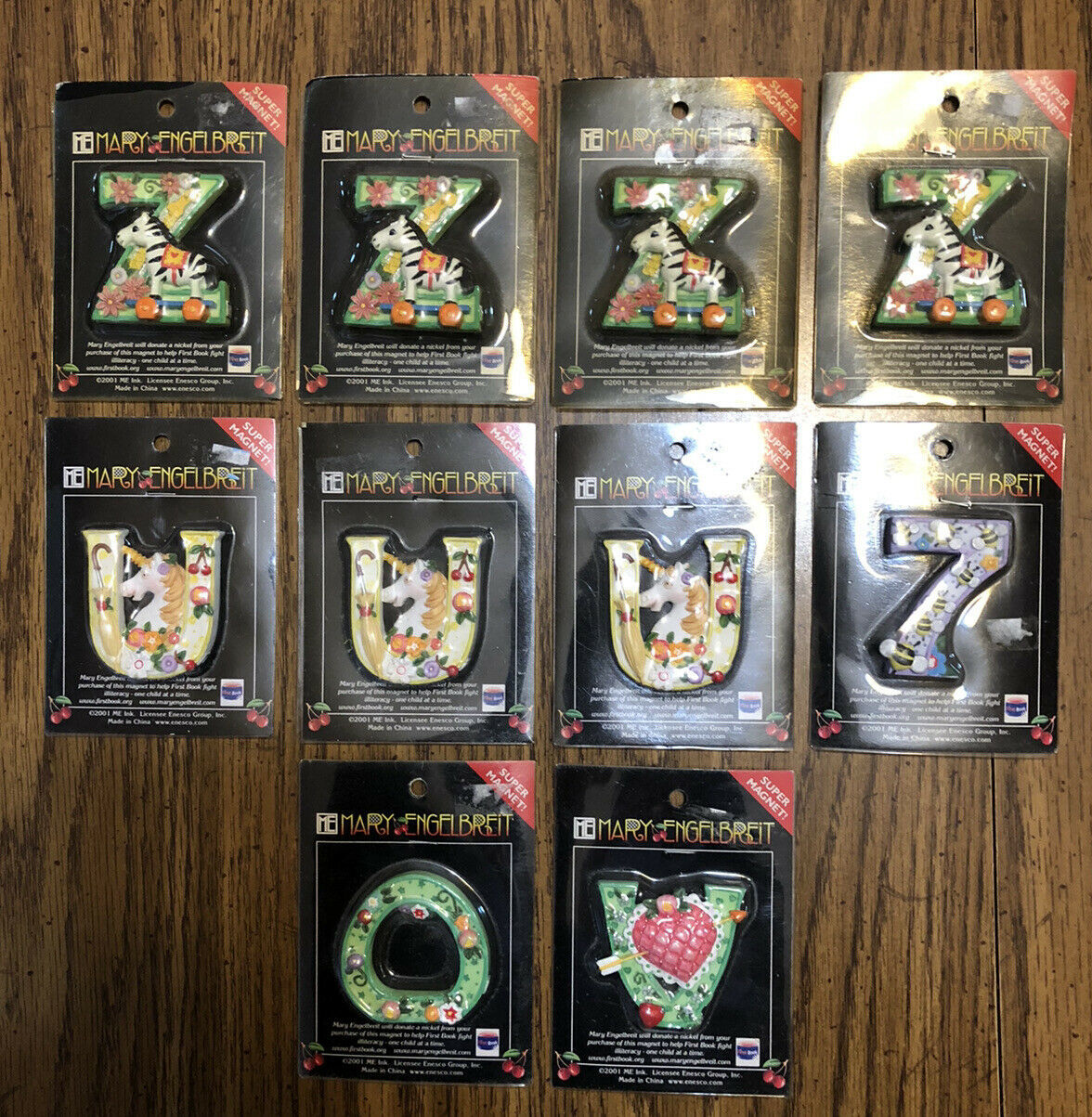2001 MARY ENGELBREIT (Lot Of 10) Magnets 9-Letters/1-Number By Enesco New In Pkg - $37.99