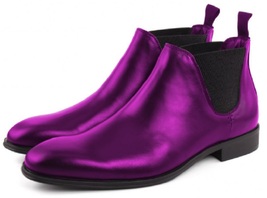Men Foot Wears Violet Color Pretty Nice Slip On Elastic Panel Real Leather Men C - £102.07 GBP