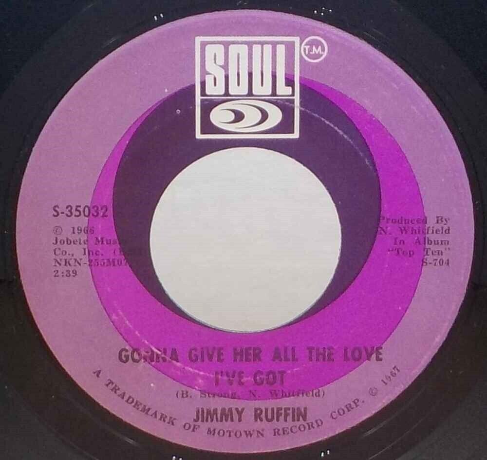 Primary image for Jimmy Ruffin 45 Gonna Give Her All The Love I've Got / World So Wide NM VG++ B4