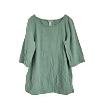 Soft Surroundings Green Tunic Split Hem Cotton Top Womens Large  - £13.69 GBP