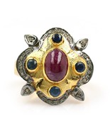 Ruby Sapphire , Ruby Sapphire Handmade Ring , Ruby Sapphire Designer Rin... - $198.31 CAD