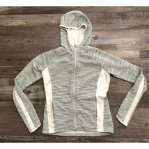 Athleta Small Gray &amp; White Full Zip Hooded Jacket - £16.32 GBP