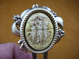 CHM36-13) Three 3 muses Graces yellow cameo hair pin pick stick HAIRPIN ... - $25.19