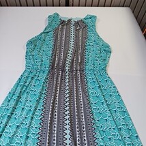 London Style Collection #153031 Women's 16 Green & Black Floral Sleeveless Dress image 13