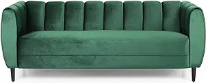 Christopher Knight Home Miranda Velvet 3 Seater Sofa, Emerald, Dark Brown - $1,025.99