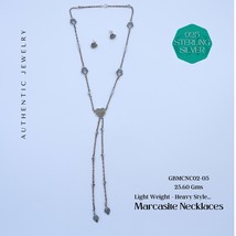 925 Silver Necklace &amp; Earrings - Premium Marcasite Necklaces - Exclusive... - $130.29 CAD+
