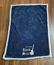 Tiddliwinks Future Rockstar Rock Star Navy Blue Plush Fleece Guitar Baby Blanket - £61.94 GBP