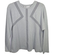 Adelyn Rae Women&#39;s Gray Contrast Mesh Ribbed Long Sleeve Top Size L - $29.99
