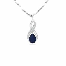 ANGARA Blue Sapphire Infinity Swirl Pendant with Diamonds in 14K Solid Gold - £331.23 GBP