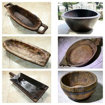 Old Primitive Antique Wooden Trencher Dough Bowl Hewn Carved Wood Rustic Chapati - £12.55 GBP+