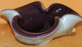 Art Glass Bowl Dish Purple Aventurine 7&quot; biomorphic Barbini Barovier Tos... - $23.85 CAD