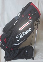 Titleist Black/Red Stand Golf Bag 4 Top Divider 6 Zipper Pockets - $1,476.09 MXN