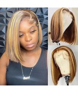 Highlight Bob Wig Human Hair 13x4 HD Lace Front Wigs Human Hair Pre Pluc... - $64.35
