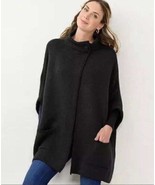 LC Lauren Conrad One Size Black Knit Sweater Riding Cape Pockets - $21.78