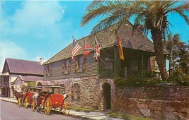 Chrome FL Postcard N515 The Oldest House in the USA St Augustine Horse Buggy - $3.47