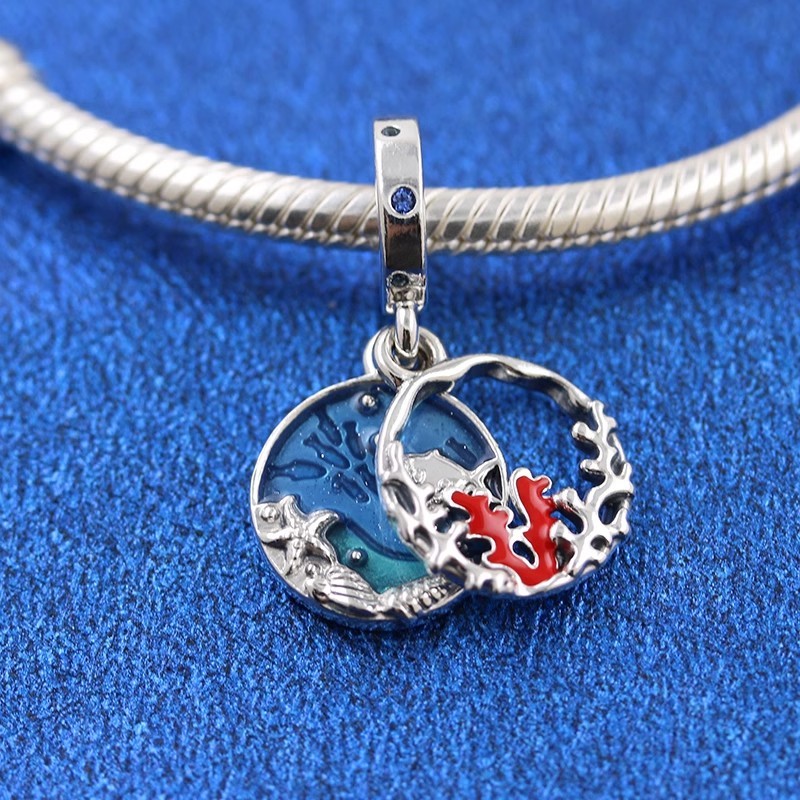 925 Sterling silver Australian Coral & Fish Double Dangle Charm 793350C01