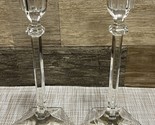 JR Riedel 8&quot; Lead Crystal Candleholders Pair ~ Vintage - $29.02
