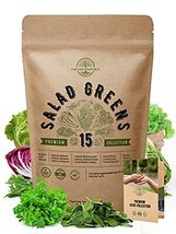 15 Lettuce/Salad Green Seeds Variety Pack 7500+ Arugula,Kale,Spinach,Swiss Chard - £26.27 GBP