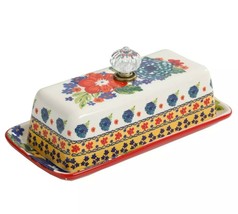 Pioneer Woman ~ DAZZLING DAHLIA ~ Multicolored Floral ~ Covered Butter Dish - £20.62 GBP