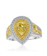 GIA 2.06CT Pera Naturale Decorato Luce Giallo Diamante Fidanzamento Halo... - $7,273.36 CAD
