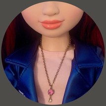 Pretty Pink Rhinestone Dangle Pendant Doll Necklace • 18 inch Fashion Doll - £6.17 GBP