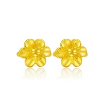 New Arrival Real 24K Yellow Gold Woman Lucky Small Size Stud Earrings / Best Gif - £223.45 GBP