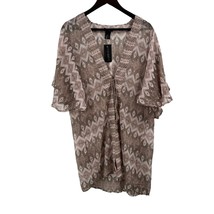 Steve Madden Tie Front Sheer Patterned Kimono Clay One Size New - £18.20 GBP